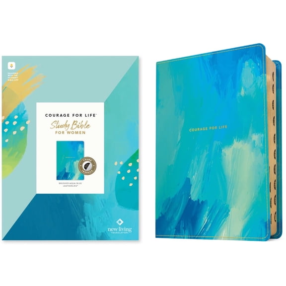 NLT Courage for Life Study Bible for Women, Filament Enabled (Leatherlike, Brushed Aqua Blue, Indexed), (Hardcover)