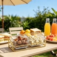 thumbnail image 4 of Clear Acrylic Divided Serving Tray - 2-Compartment Snack Platter for Parties, Fruit, Nuts & Appetizers with Iron Stand, 4 of 7