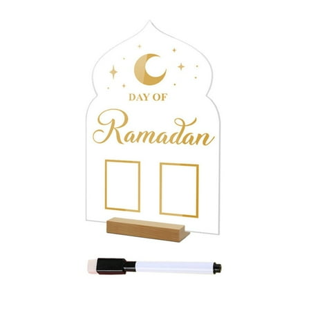 

Acrylic Ramadan Countdown Calendar Board Wooden Base Table Ornament Gifts B