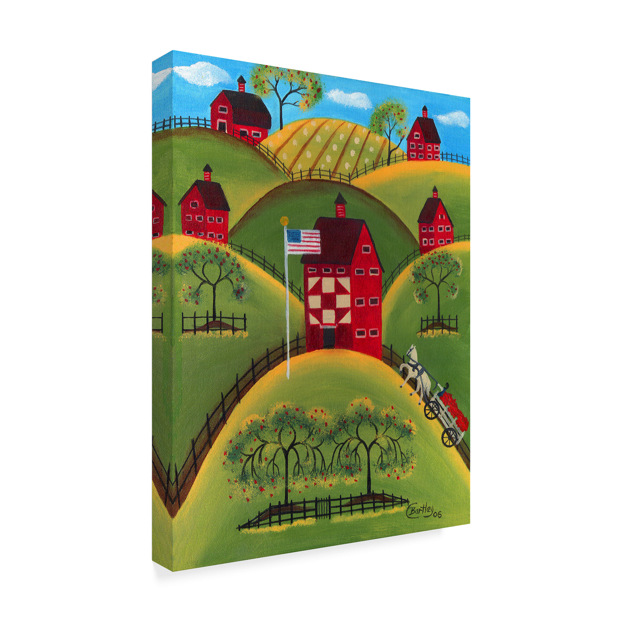 Trademark Fine Art 'Red Apple Quilt Barns' Canvas Art by Cheryl Bartley