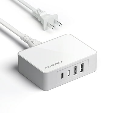 65W USB C Charger Block, GaN Fast Charging Station Hub, 4-Ports USB C and USB A Multiport Desktop Charger Adapter Plug Cube with 6ft AC Cable for iPhone 15 Pro Max/iPad/Galaxy/Tablet and More