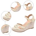thumbnail image 6 of Rokment Womens Espadrilles Platform High Heels Dressy Sandals 2026 Fashion Casual Glitter Rhinestones Open Toe Ankle Strap Chunky Heels Dress Summer Shoes for Bride Wedding White Size 6, 6 of 8