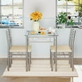 thumbnail image 3 of VECELO 5 Piece Dining Table Set, Glass Top Table with 4 Chairs for Kitchen Breakfast Furniture, Silver, 3 of 9