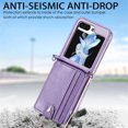 thumbnail image 6 of ELEHOLD for Samsung Galaxy Z Flip 6 Case, Leather Flip Detachable Card Holder Adjustable Cross-Body Strap Hinge Protection Shockproof Full Body Protective Case for Samsung Galaxy Z Flip 6,Purple, 6 of 8