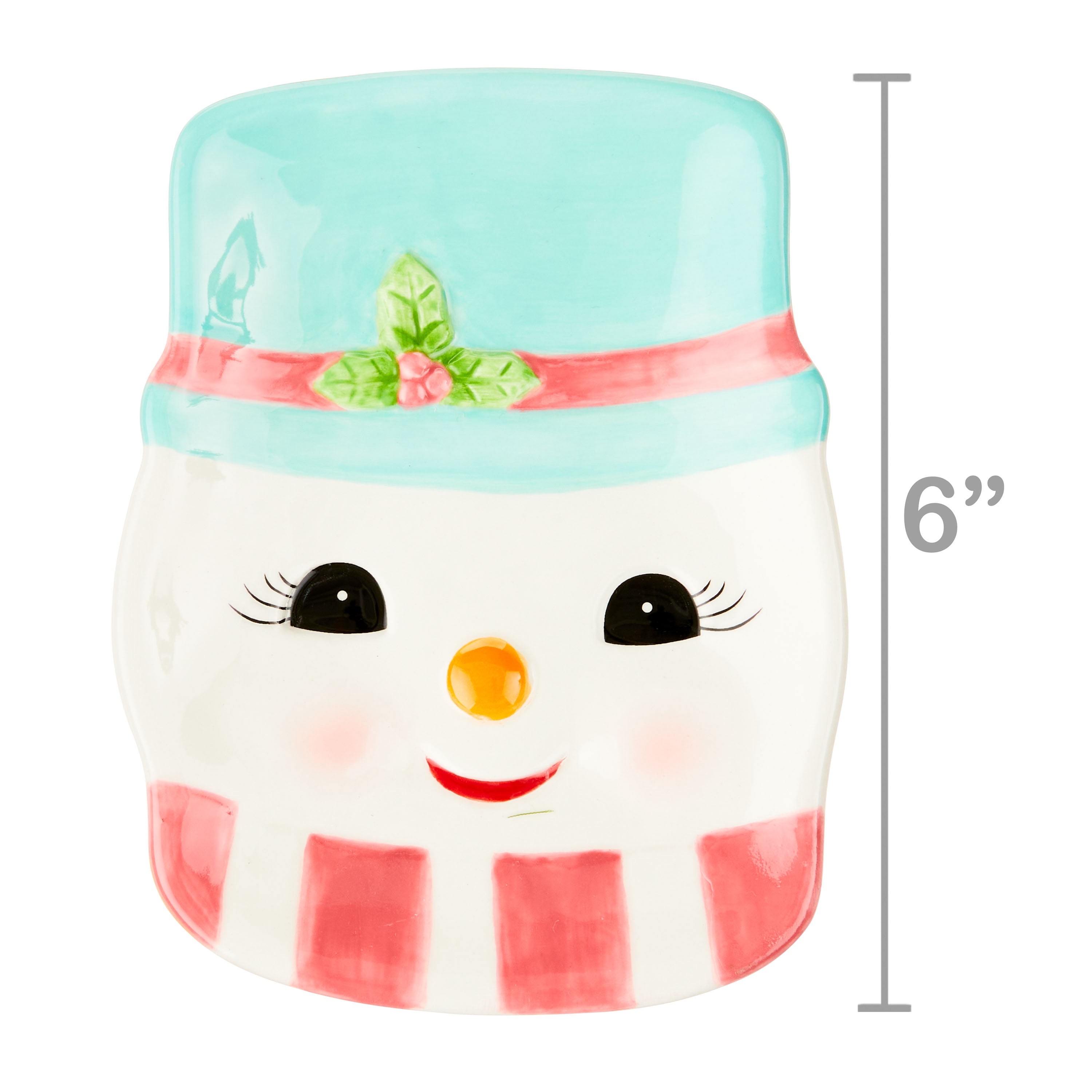 Mr. Christmas 6" Decorative Pastel Ceramic Snowman Shaped Trinket Tray Decoration