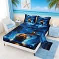 thumbnail image 2 of Manfei Magical Moonlit Sailboat Full Size Sheets for Kids Boys and Girls, Canyon Ocean Nautical Bed Sheets 4pcs, 1 Flat Sheet, 1 Fitted Sheet and 2 Pillowcases, 2 of 6