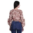 thumbnail image 2 of Moomaya Printed Womens Crop Top Wrap Style Top Wear Ruffle Long Sleeve Casual Summer Blouse, 2 of 6