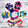 thumbnail image 3 of 12 pares unisex para los guantes para niños estirando guantes de dedos completos guantes de punto de punto de invierno, colores de punto cálido, colores mixtos esquí esquí Gafas de esquí, 3 of 5