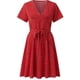 thumbnail image 2 of Qucoqpe - Vestidos de verano para mujer, vestido rojo fluido, sexy, con escote en V, estampado floral de lunares blancos, para invitadas de boda, vestido midi de talla grande, vestido de fiesta, 2 of 7