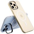 thumbnail image 1 of Étui Compatible avec iPhone 13 Pro Max pour MagSafe, Protecteur d'Objectif de Caméra Rigide Support de Téléphone Mat Clair PC+TPU Protection Antichoc Accessoires (13 Pro Max, Blanc), 1 of 5