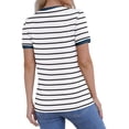 thumbnail image 3 of Summer Short Sleeve Striped Print Color Block Casual Shirt Tops, 3 of 6