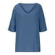 thumbnail image 4 of Vestidos Casuales Para Mujer, Blusas De Mujer De Moda Blusa de verano para mujer, con cuello en V, manga corta, holgada, con botones y lino, 4 of 5