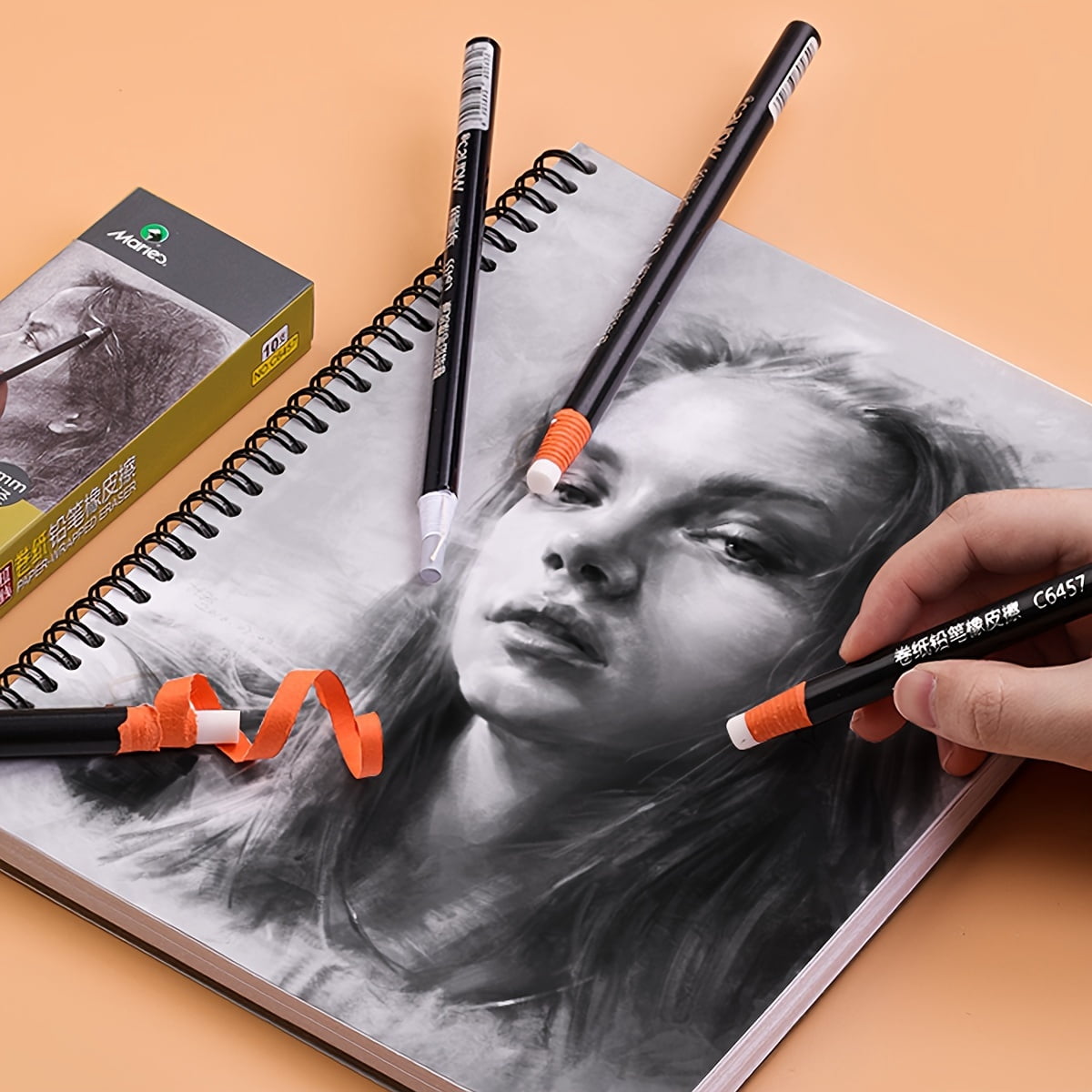 Paper Roll Eraser 5mm + 7mm, Pencil Eraser Pen with Pull String, Precision Highlight Eraser for Drafting Drawing Sketching Art Supplies