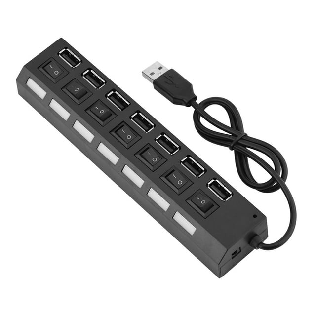 DEWIN 480Mbps 7 Port USB Hub No Conflict Plug & Play 7 Port USB 2.0 Hub for Mouse/Printer/Scanner