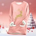 thumbnail image 2 of SRZYMJ Christmas Sweatshirt for Women Xmas Elk Print Winter Lined Warm Shirts Casual Solid Loungewear Pullover Tops, 2 of 3
