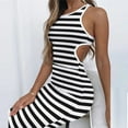 thumbnail image 4 of IROINNID Women's Sleeveless Stripes Sheath Dress Sexy Casual Slimming Stripe Backless Tank Dress Round Neckline Knee-Length Dress, 4 of 8