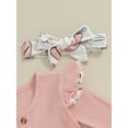 thumbnail image 5 of Biezeib Baby Girl Easter Outfit, Long Sleeve Crew Neck Bunny Flower Print A-line Romper Dress with Headband Clothes, 5 of 6