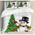 thumbnail image 1 of Snowman Duvet Cover Set King Size, Lovely Character Near a Christmas Tree Festive Celebration Holiday Winter Time, Decorative 3 Piece Bedding Set with 2 Pillow Shams, Multicolor, by Ambesonne, 1 of 3