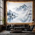 thumbnail image 6 of Misty Snow-Dusted Peaks Reflected in Calm Lake, Serene Japanese Inspired for Nature Lovers, Mountain Landscape Decor, Housewarming Gift, Tapestry Wall Hanging for Bedroom and Living Room, 6 of 7