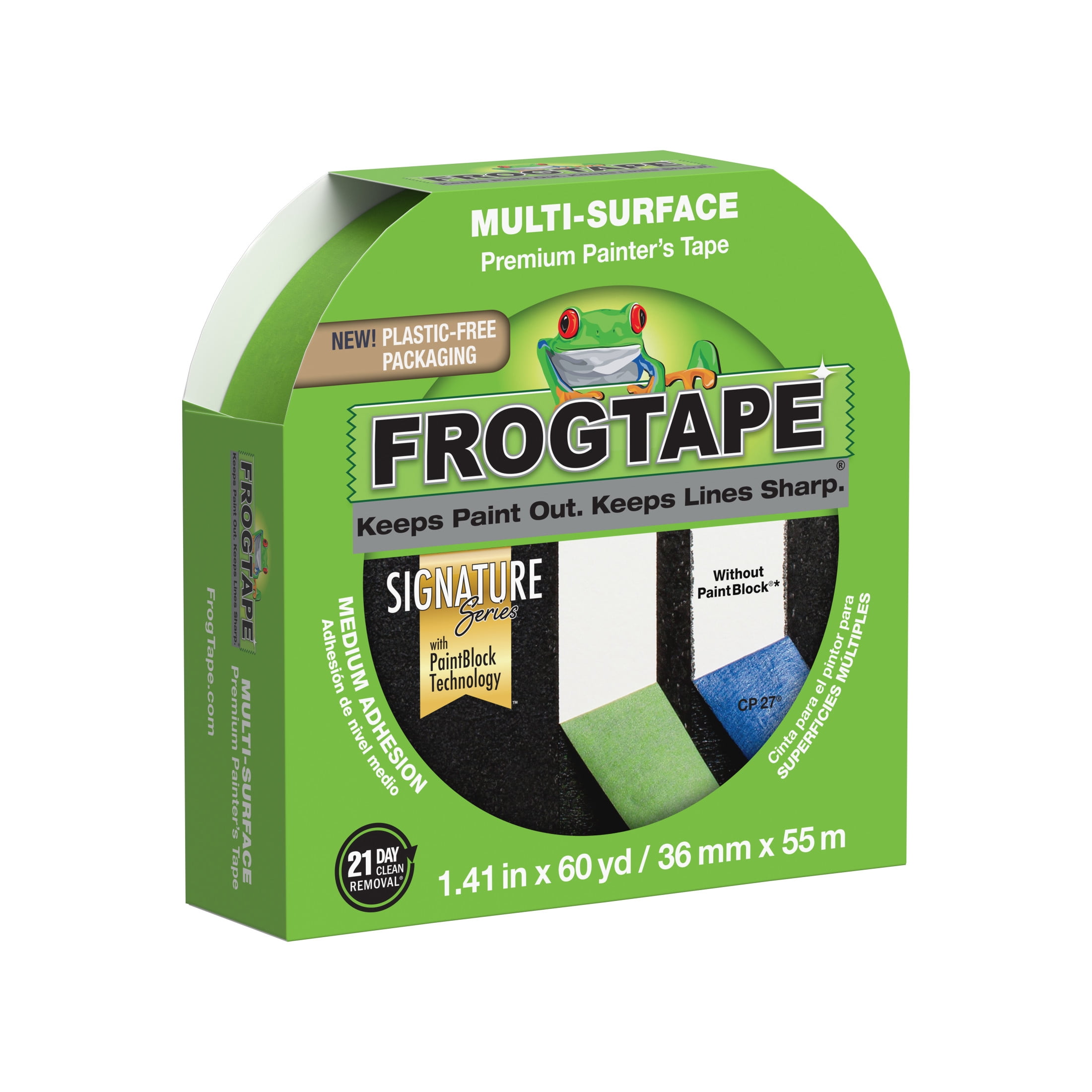 (6 pack) FrogTape Multi-Surface Painter's Tape - Green, 1.41 in. x 60 yd.