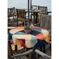 thumbnail image 2 of Outdoor Tablecloth with Umbrella Hole Zipper Orange Round Tablecloth 60" Waterproof Outside Table Cloth Geometric Abstract Retro Art Aesthetic Patio Table Cover Tablecloths for Picnic Party, 2 of 8