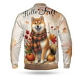 thumbnail image 2 of Hello Fall Shiba Inu Scarf Welcome Autumn with Leaves Pumpkins All Over Print 3D Baseball Jacket Shibas Dog Lovers Gifts Idea Bomber Jacket Softball - 00011, 2 of 6