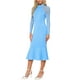 thumbnail image 4 of Vestido de mujer Inspire Chic tipo sirena Bodycon con cuello alto, mangas largas de malla transparente, talla XL, azul cielo, 4 of 6