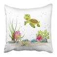 thumbnail image 1 of RYLABLUE Sea Of Underwater Landscape With Turtle And Plants Cartoon Pillowcase 16x16 inch, 1 of 1