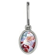 thumbnail image 1 of Christmas Holiday Santa Catching Snowflakes Antiqued Oval Charm Clothes Purse Suitcase Backpack Zipper Pull Aid, 1 of 4