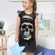 thumbnail image 4 of Balery Magician Hat Skull Camisón de princesa para niñas, pijama de algodón con mangas abullonadas, suave y bonito.-XX-Large, 4 of 6