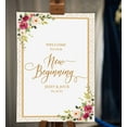 thumbnail image 2 of Darling Souvenir MADE WITH LOVE Personalized WelcomeSign/Banner,WelcomeTo Our New Beginning Custom Watercolor Flower With Border Wedding, Engagement PartySign- 18x12, 2 of 5