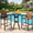 Brown-Glasstable, variant on Seizeen Outdoor Table and Chairs, 3-Pcs Rattan Patio Bar Table Set with 2 Armchairs, Counter Height Dining Bistro Set  w/Glass Table Top, Footrest