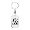 thumbnail image 1 of Arise And Shine Cross Stainless Steel or 18k Gold Premium Swivel Dog Tag Keychain, 1 of 8