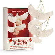 NorthPoleXpress Turtle Doves Friendship Christmas Ornaments - Set of Two Doves Engraved with Friends Forever - Two Turtle Dove Ornament from Home Alone 2 Lost in York