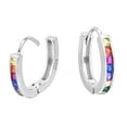 thumbnail image 3 of Aeravida Dazzling Rainbow Cubic Zirconia Sterling Silver Horseshoe Huggie Hoop Earrings | Cute Sterling Silver Hoop Earrings | Casual Earrings for Women | Hoop Earrings Set |Gift for Daughter, 3 of 5