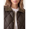 thumbnail image 5 of INSPIRE CHIC Women's Argyle Puffer Jacket Color Block Lapel Collar Button Down Large Coffee, 5 of 6