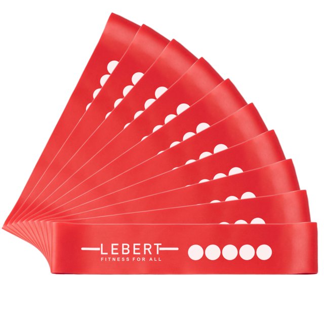 Lebert Fitness Mini Band Resistance Band Loop Exercise Bands Set of 10 Red