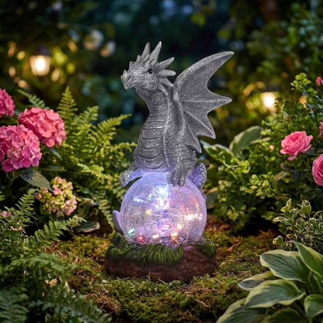 Rempry solar para decoración de estatua de dragón con luz LED
