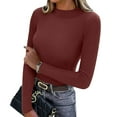 thumbnail image 5 of Women's Ribbed Long Sleeve Shirts, Crew Neck Slim Fit Tops Stretch Knit Casual Base Layer Basic Tee Shirts, 5 of 7