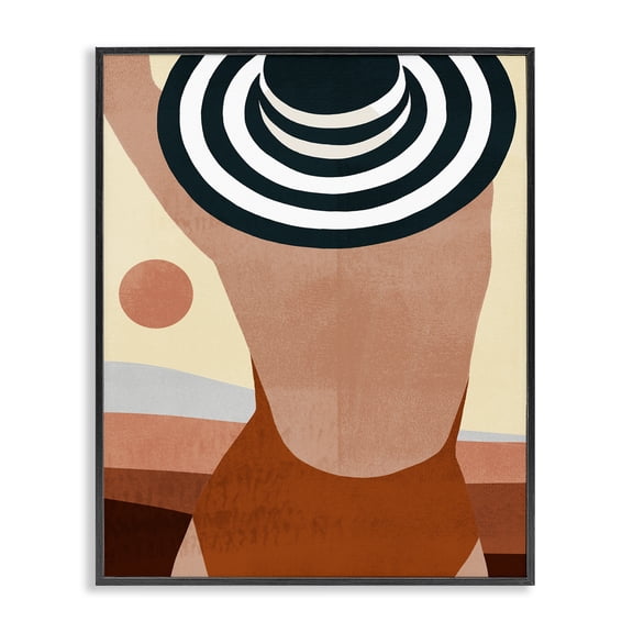 Stupell Industries Contemporary Female Back at Summer Coast Black Framed Giclee Art, 11 x 14, by Victoria Borges