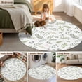 thumbnail image 5 of Round Rugs 4Ft, Green Leaves Summer Round Area Rug Washable Indoor Throw Carpet, Pastoral Plants Herbs Rustic Soft Non Slip Circle Rug for Kitchen Nursery Room Home Decor Aesthetic, 5 of 8