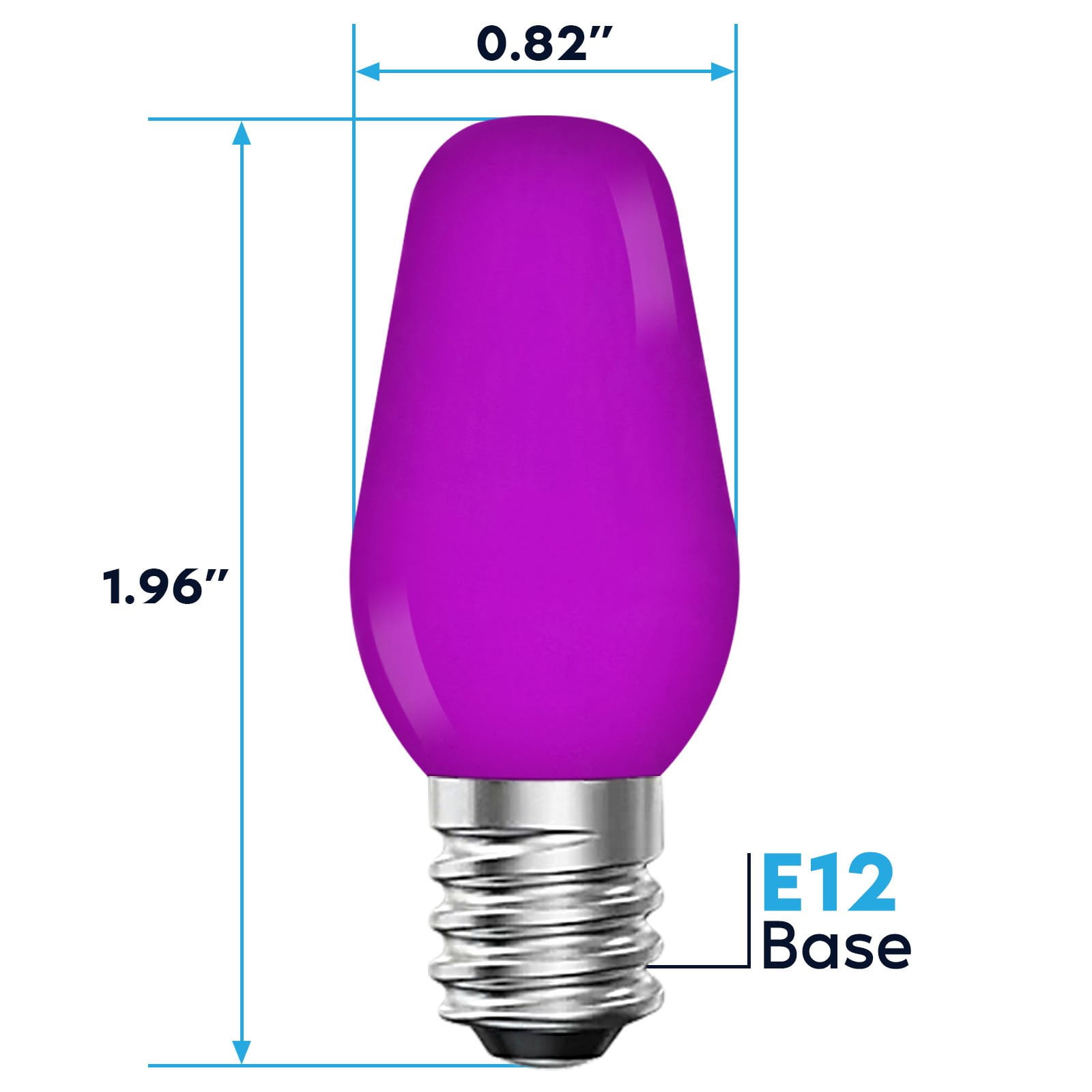 Luxrite 12-Pack C7 LED Purple Replacement Light Bulbs for String Lights 0.5W Colored Bulb Enclosed Fixture Rated UL E12 Indoor Outdoor