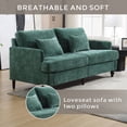 thumbnail image 2 of Modern Mid Century Chenille Fabric 2-Seat Loveseat Sofa with Brown Wood Feet for Living Room and Bedroom, 2 of 21