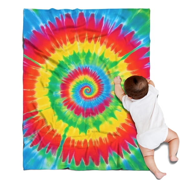 Rainbow Tie Dye Spiral Blanket,Comfortable Soft Flannel Throw Blanket,All Season,Warm Lightweight Blankets for Sofa Bed Couch Living Room Chair,30"x40"