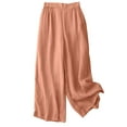 thumbnail image 3 of RongHuan Women's Cotton Linen Pants Lightweight Wide Leg Pants High Waist Casual Pants Soild Color Palazzo Pants, 3 of 8