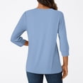 thumbnail image 6 of Xyxonk 3/4 Length Sleeve Womens Tops 2025 Dressy Casual V Neck Henley Shirt Work Solid Color Blouses Fall Trendy Clothes Sky Blue S, 6 of 7