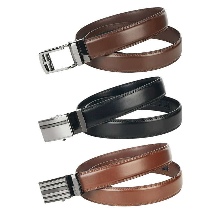 Founders & C Mens Belt 2 Pack,Leather Ratchet Click Belt Dress