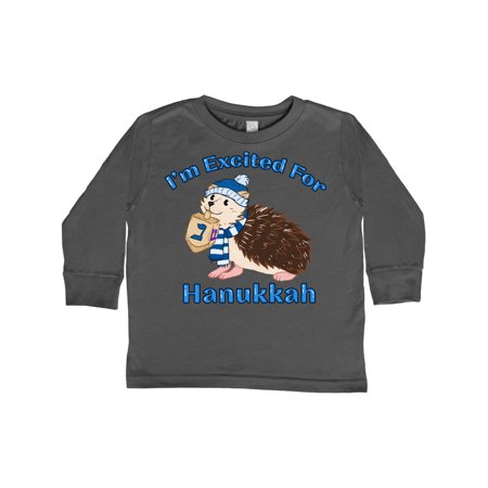 

Inktastic Hanukkah Hedgehog I m Excited For Hanukkah Gift Toddler Boy or Toddler Girl Long Sleeve T-Shirt