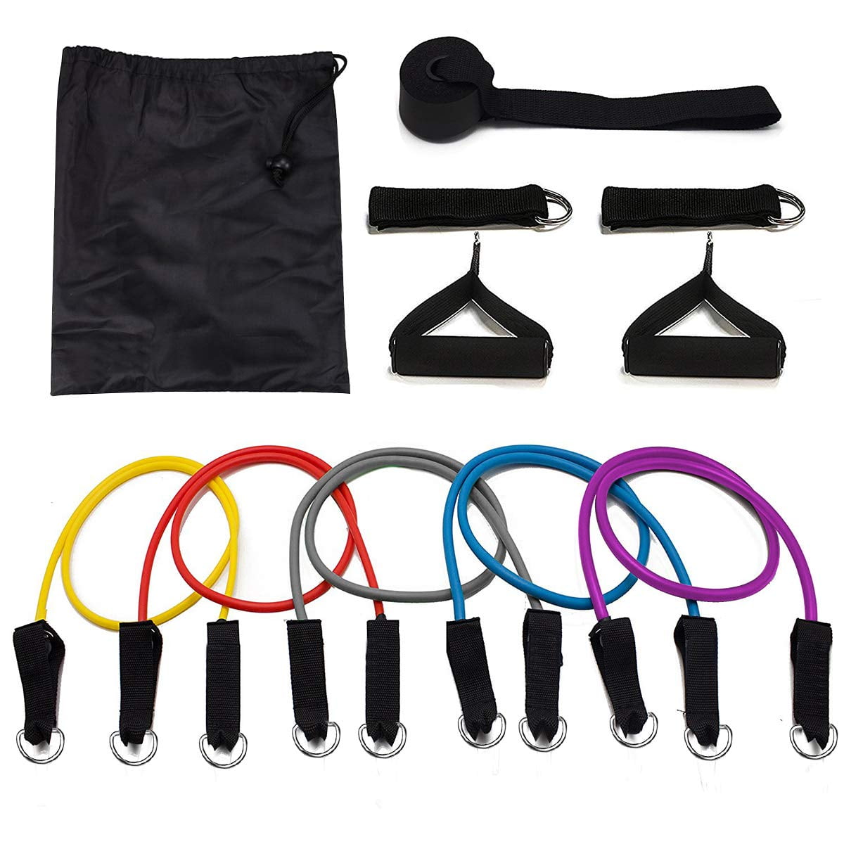 Xsong Resistance Bands 100lb with Handle Door Anchor Ankle Straps Portable Accessories 11pcs for Home Gym 