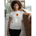 thumbnail image 3 of Ghost With Balloon Pumpkin Halloween Outfit Shirt Women's T-shirt, M, White, 3 of 6